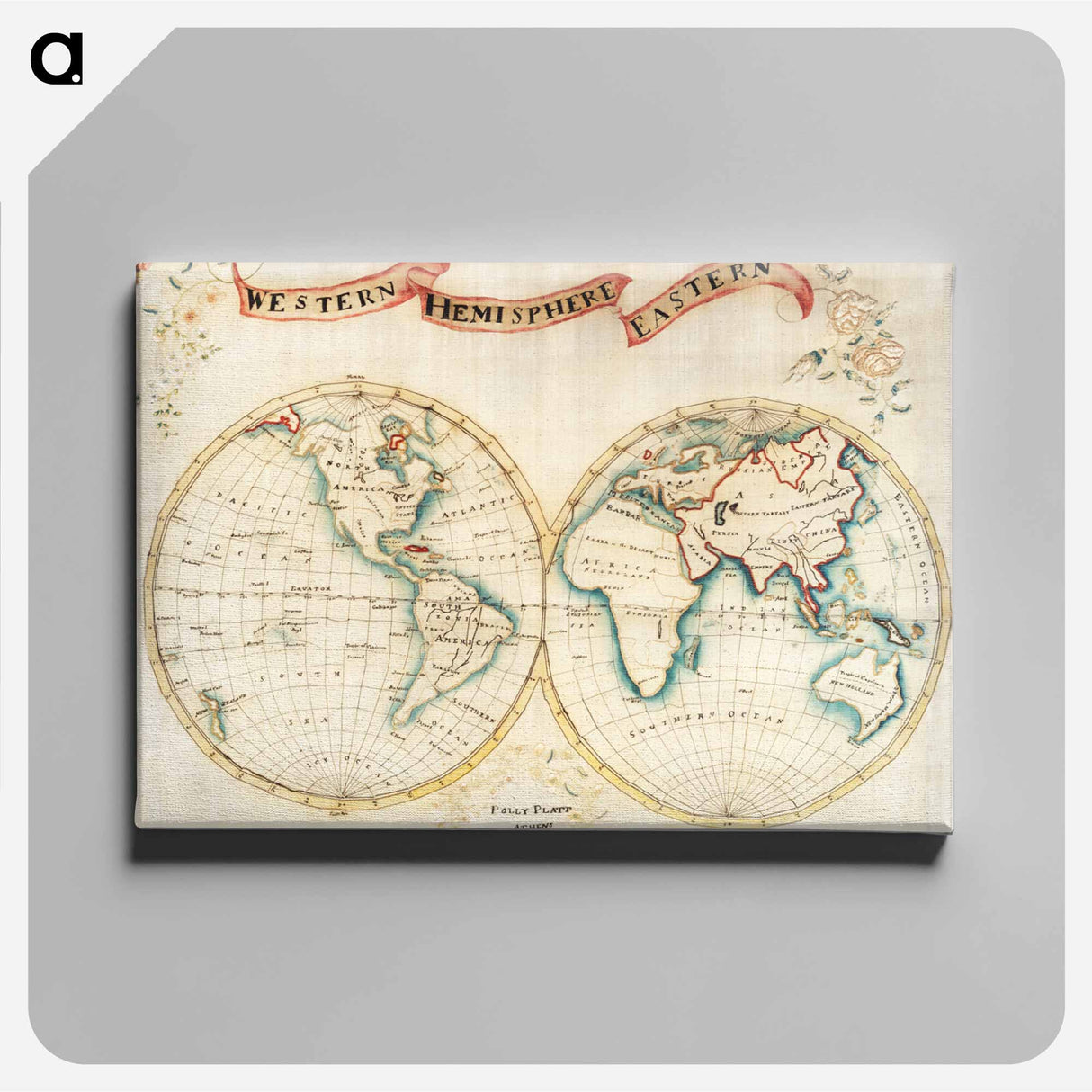 Map sampler - アンティーク地図 Canvas.