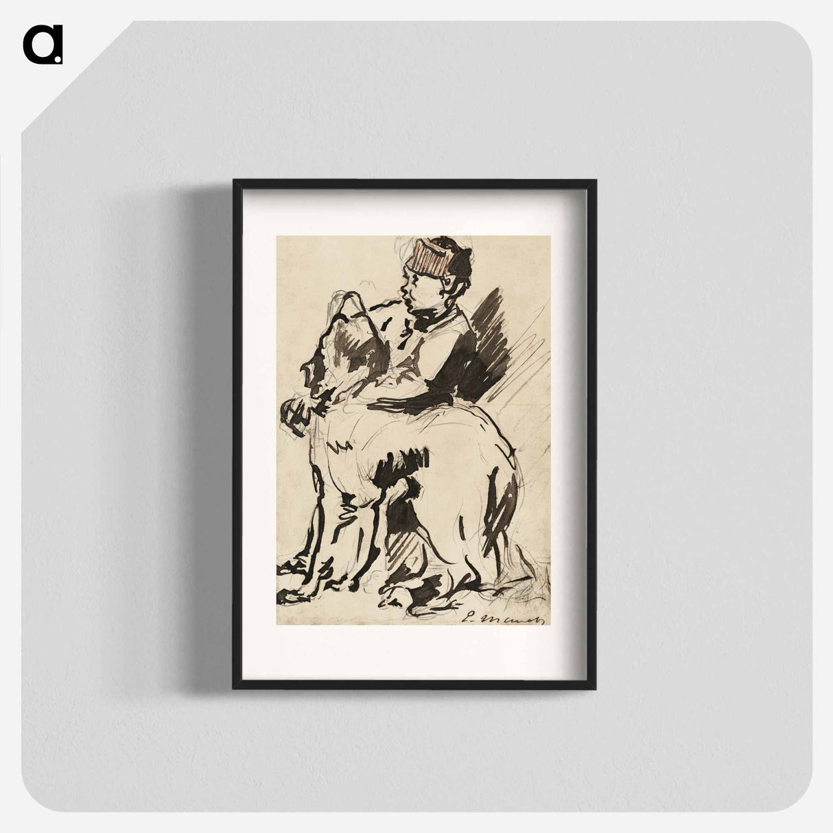 アートポスター-A Boy Holding His Dog - エドゥアール マネ Poster.