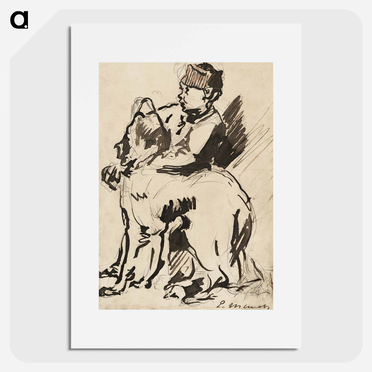 アートポスター-A Boy Holding His Dog - エドゥアール マネ Poster.