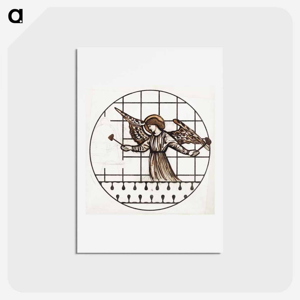 アートポストカード-Angel Playing on Bells - エドワード バーン ジョーンズ Postcard.