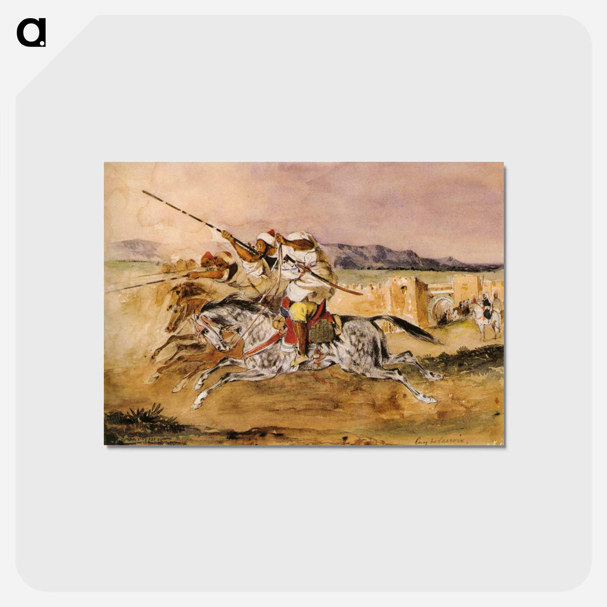 アートポストカード-Arab Fantasia - ウジェーヌ ドラクロワ Postcard.