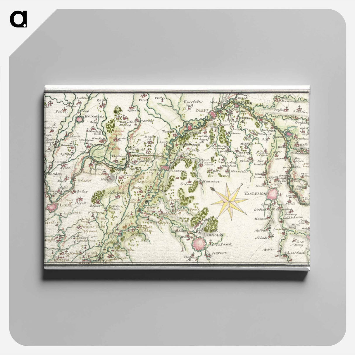 Getekende kaart van de Franse linies in Brabant - アンティーク地図 Canvas.