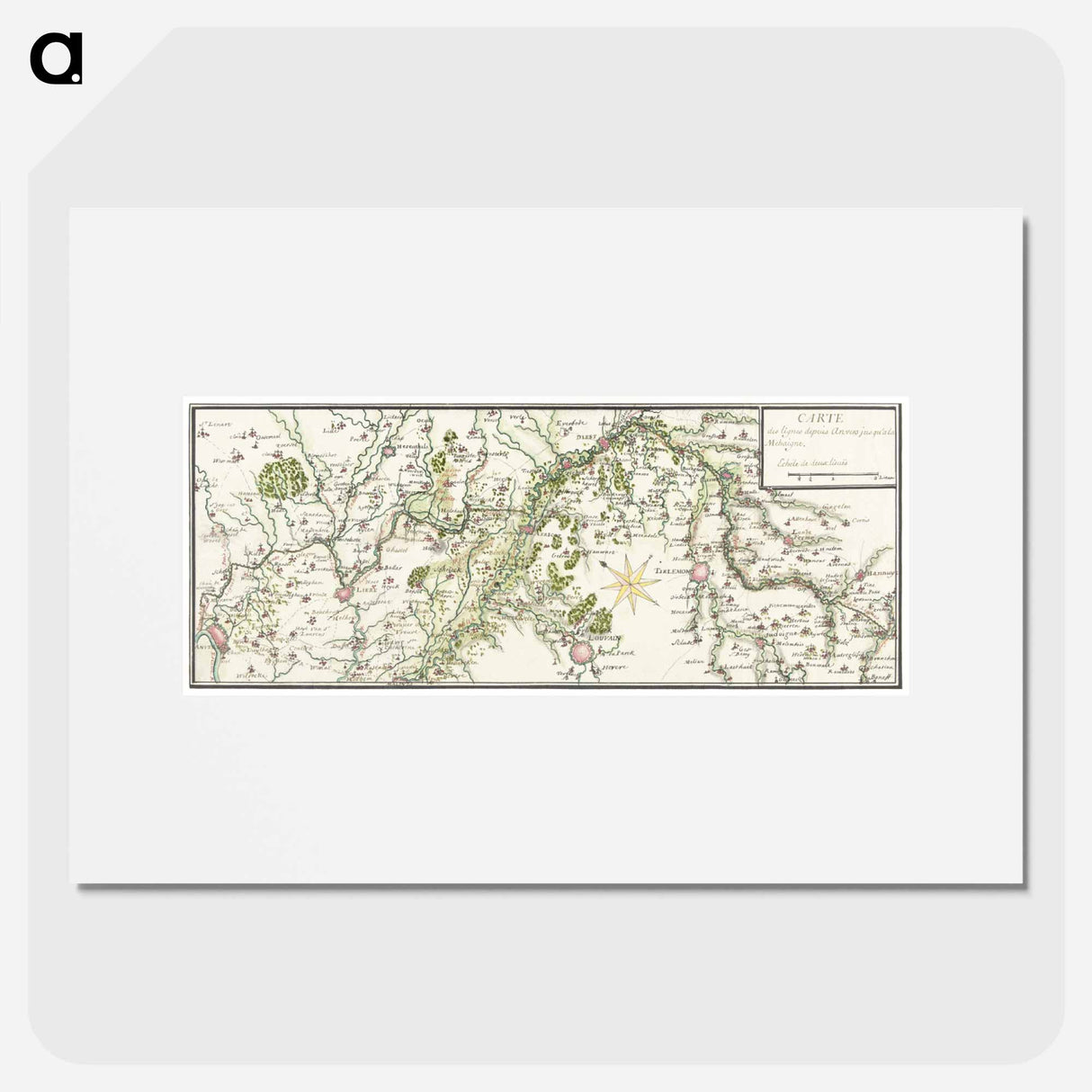 Getekende kaart van de Franse linies in Brabant - アンティーク地図 Poster.