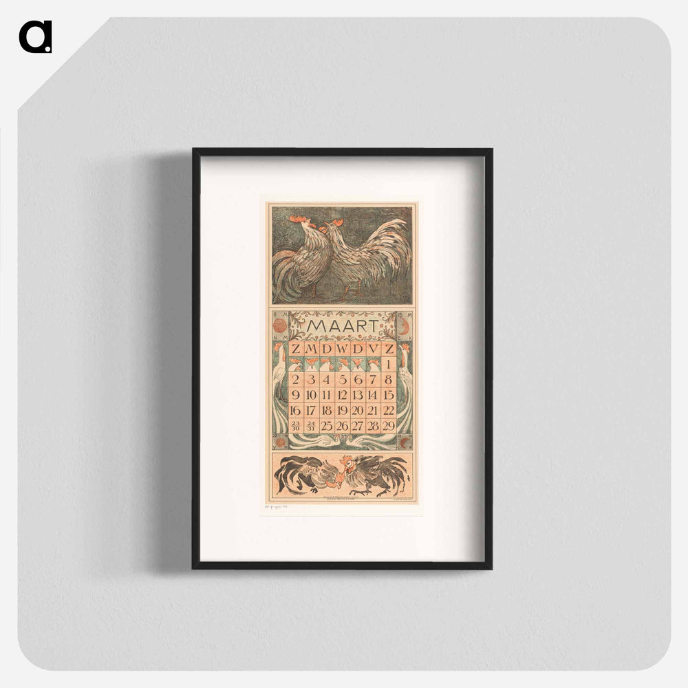 Calendar with flowers - Theo van Hoytema Poster.
