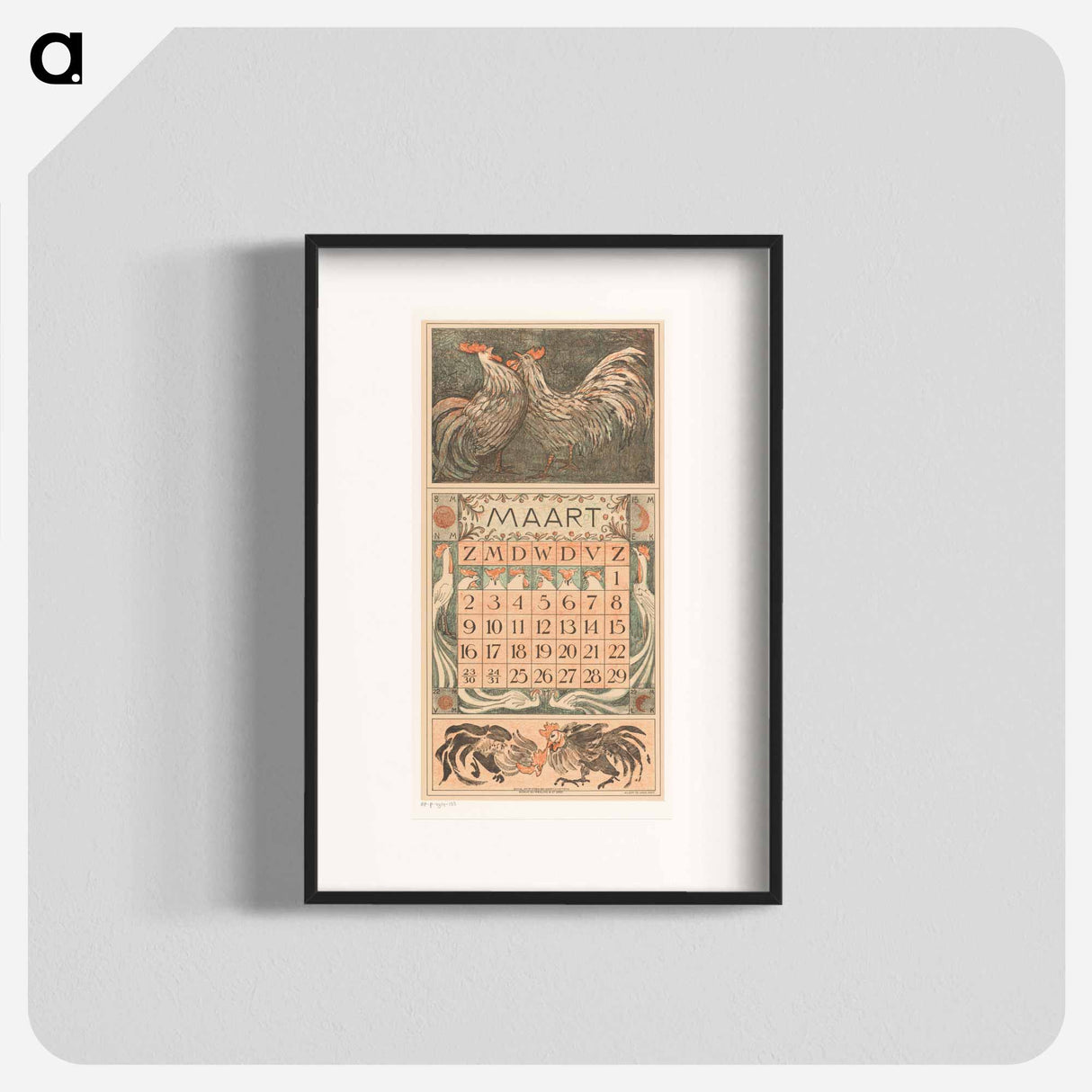 Calendar with flowers - Theo van Hoytema Poster.