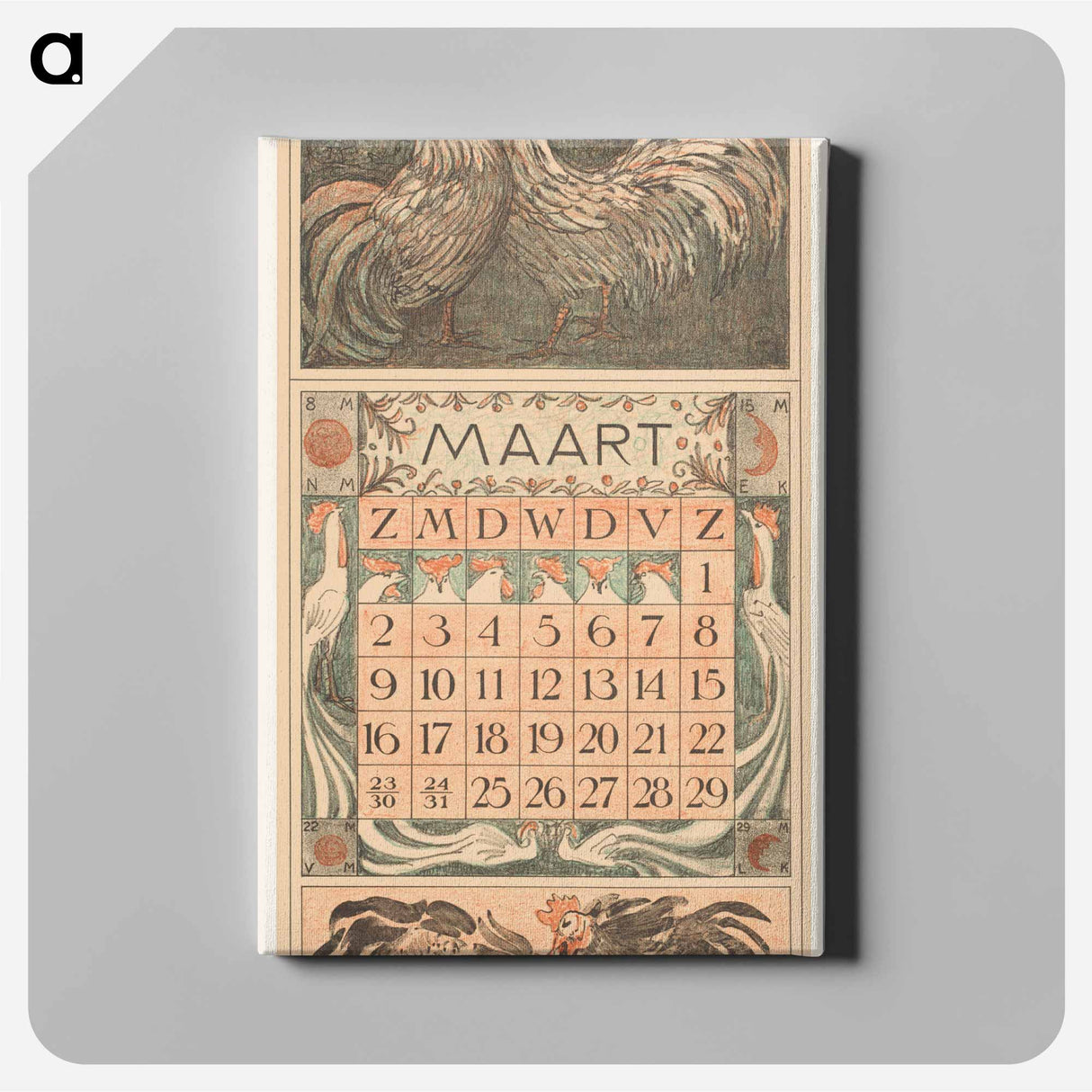 Calendar background with flowers - Theo van Hoytema Canvas.