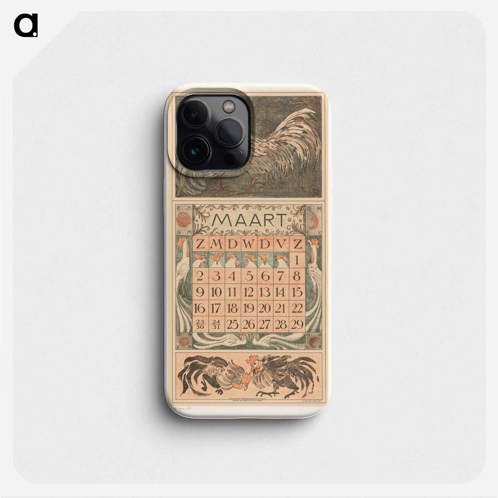 Calendar background with two hearts - Theo van Hoytema Phone Case.