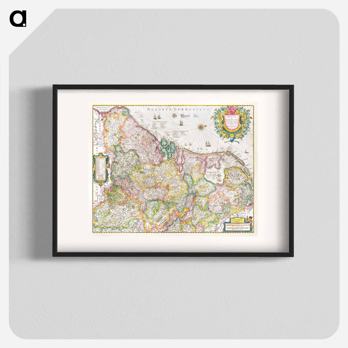 Kaart van de Nederlanden - アンティーク地図 Poster.