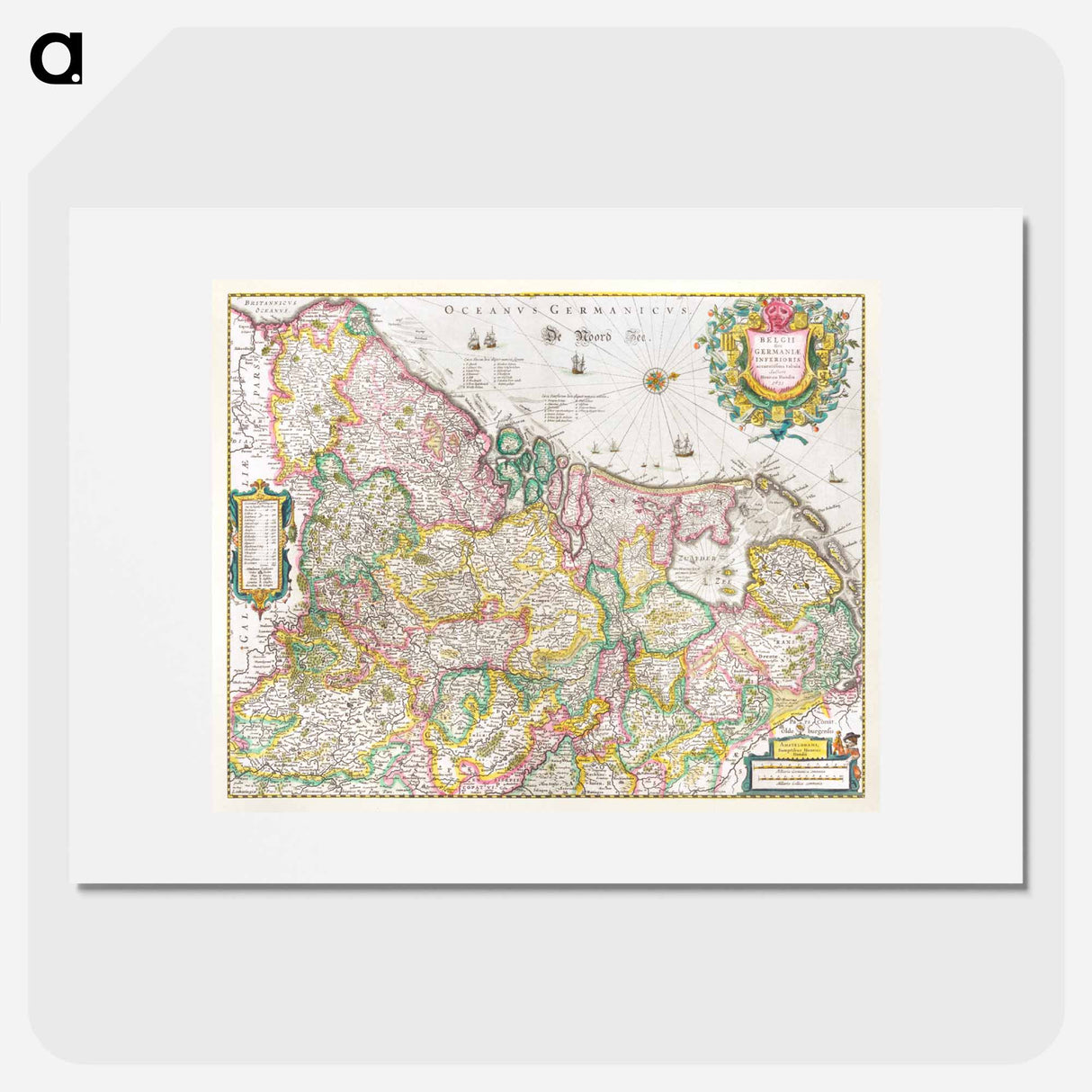 Kaart van de Nederlanden - アンティーク地図 Poster.