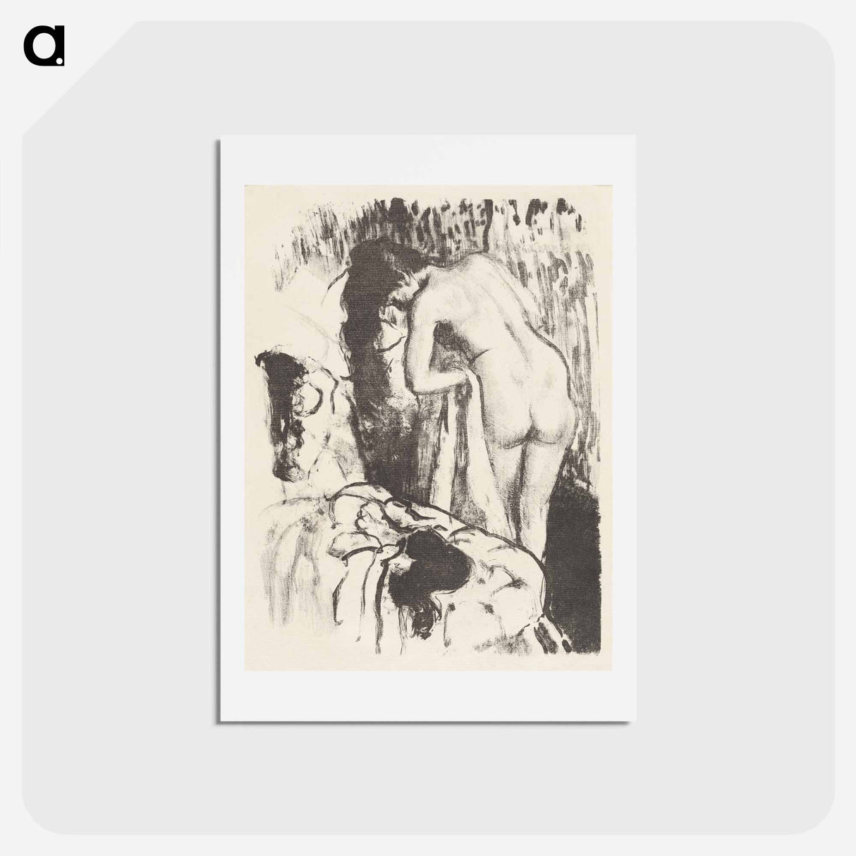 アートポストカード-Nude Woman Standing, Drying Herself (Femme nue debout, a sa toilette) - エドガー ドガ Postcard.