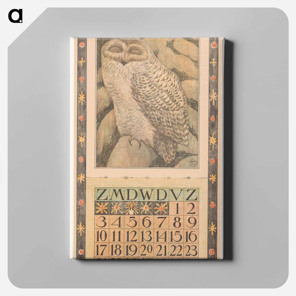 Calendar 2014 December met sneeuwuil - Theo van Hoytema Canvas.