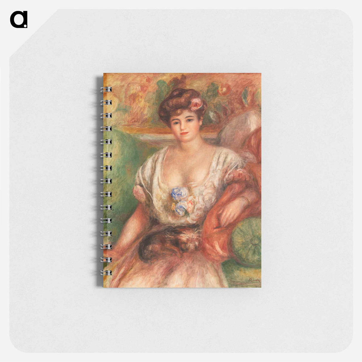 Portrait of Misia Sert (Jeune femme au griffon) - ピエール オーギュスト ルノワール Memo.