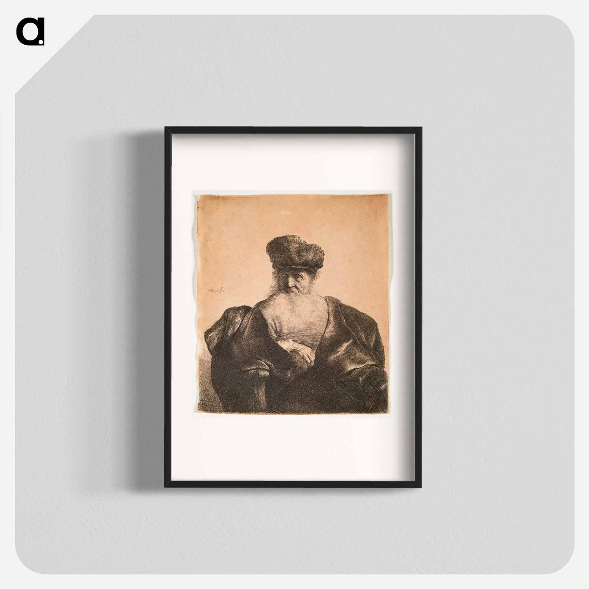 Head and Torso of Seated Old Man - レンブラント ファン レイン Poster.