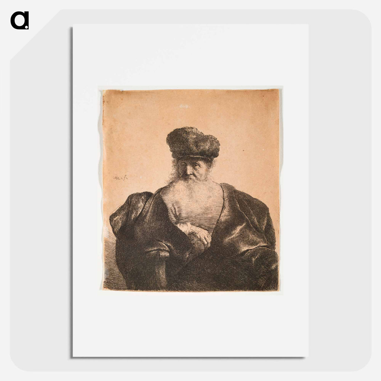 Head and Torso of Seated Old Man - レンブラント ファン レイン Poster.