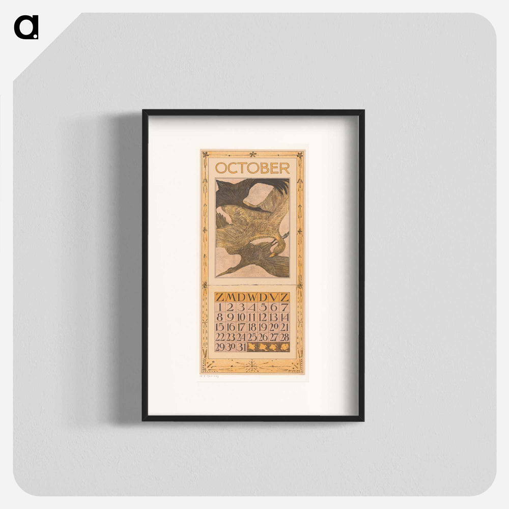 Calendar October with three votes - Theo van Hoytema Poster.