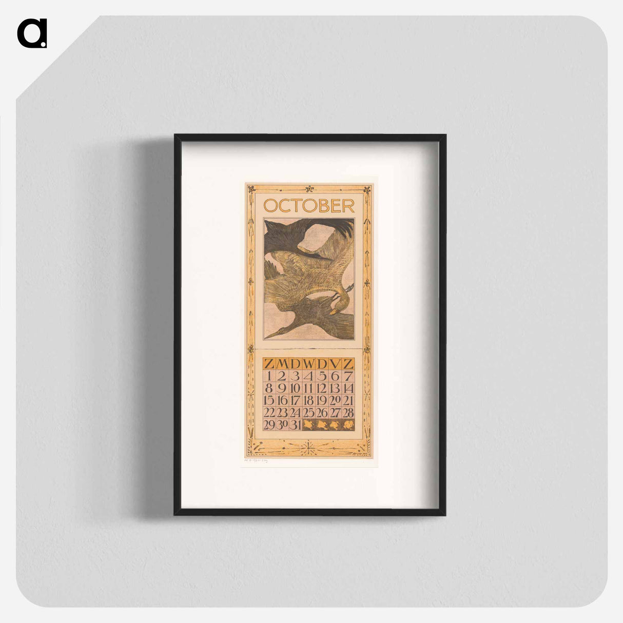 Calendar October with three votes - Theo van Hoytema Poster.