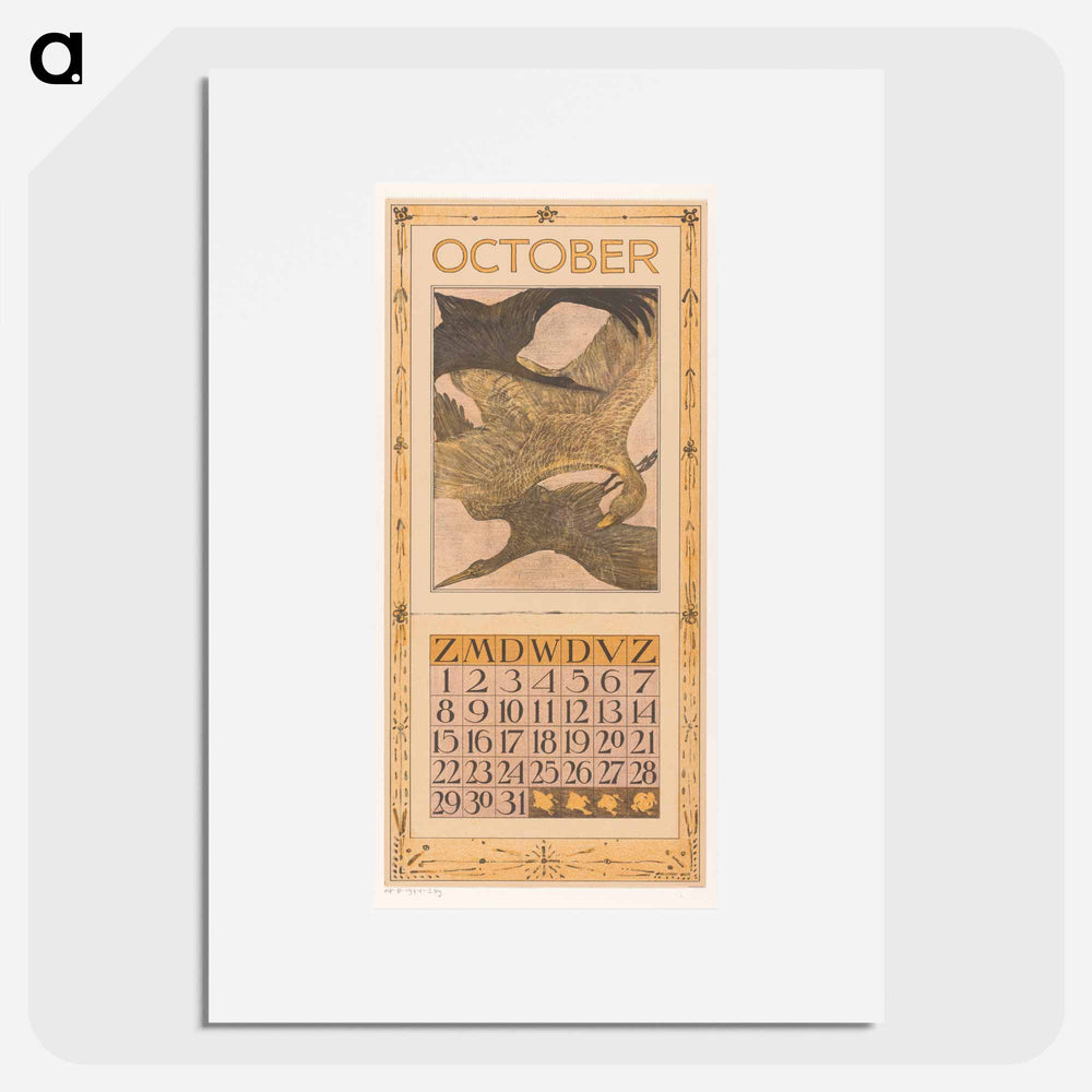 Calendar October with three votes - Theo van Hoytema Poster.