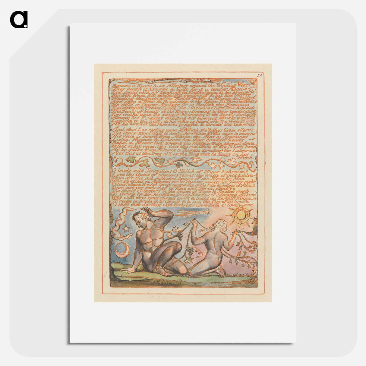 Jerusalem, Plate 85, "Became a Space & an Allegory" - William Blake Poster.