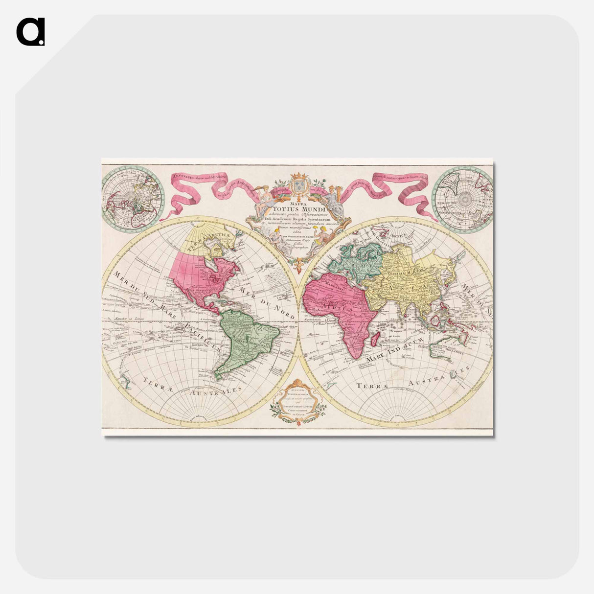 アートポストカード-Mappa totius mundi - アンティーク地図 Postcard.