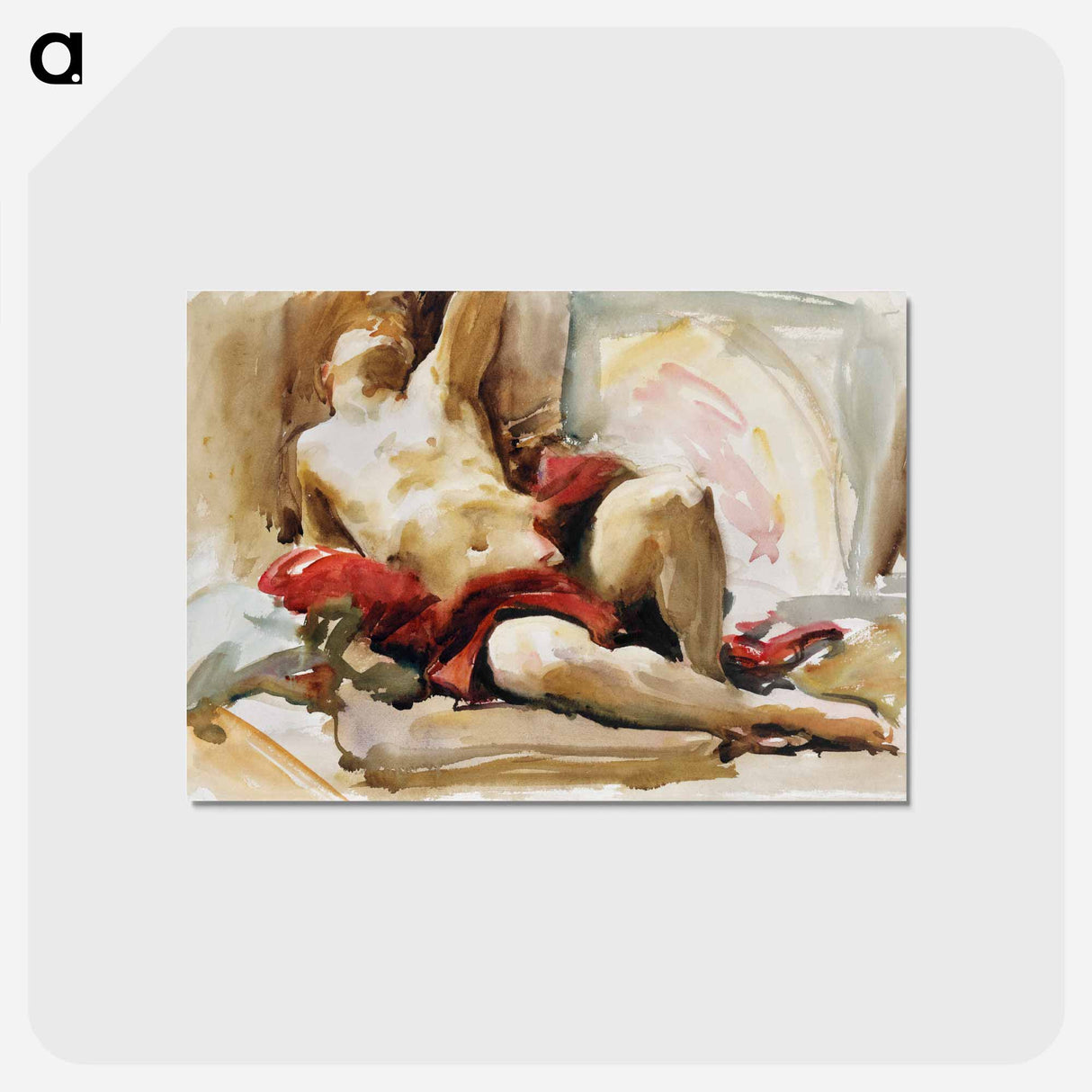 アートポストカード-Man with Red Drapery - ジョン シンガー サージェント Postcard.