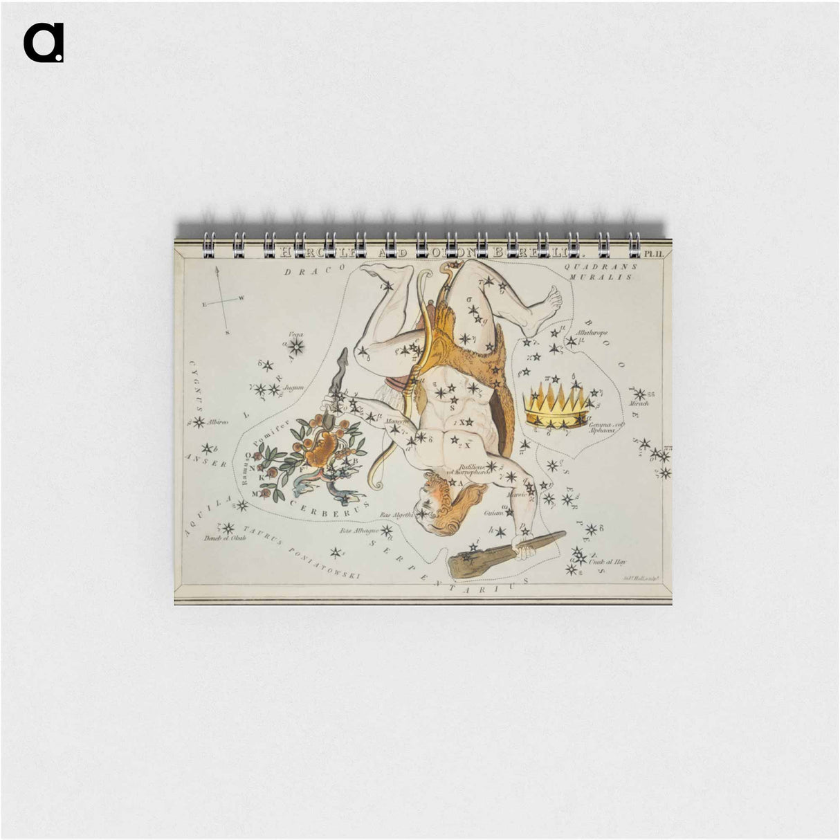 Sidney Hall’s astronomical chart illustration of the Hercules and the Corona Borealis - アンティーク地図 Memo.