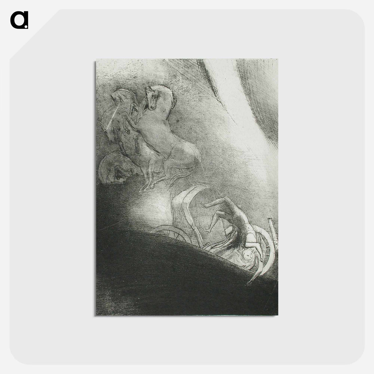 アートポストカード-Il Tombe dans l'abîme, la tête en bas - オディロン ルドン Postcard.