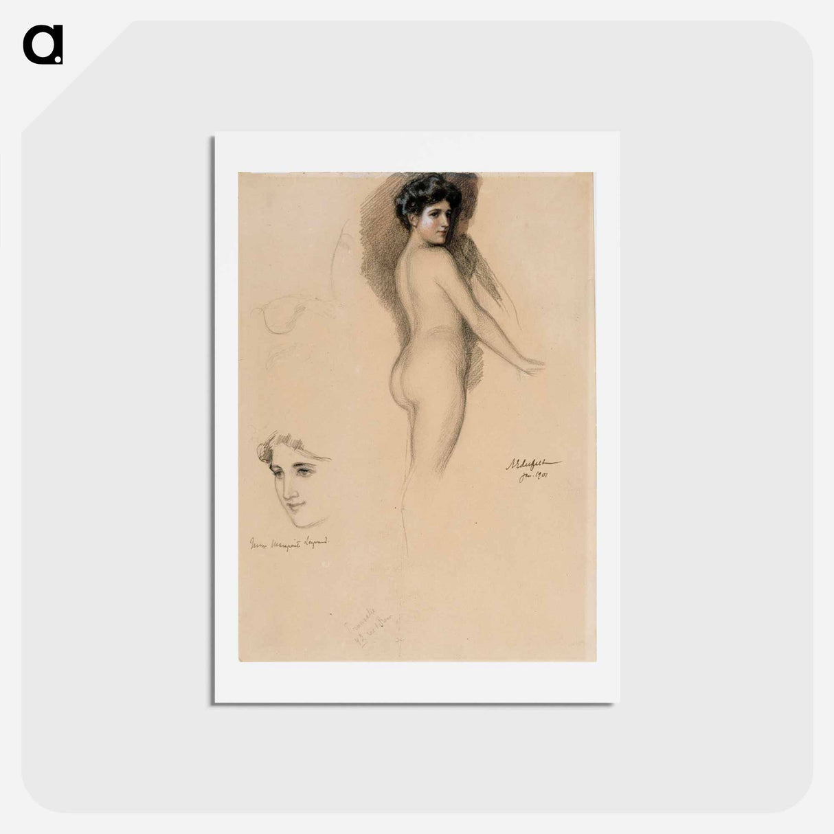 Mme marguerite legrand, polvikuva ja kasvot - アルバート エーデルフェルト Postcard.