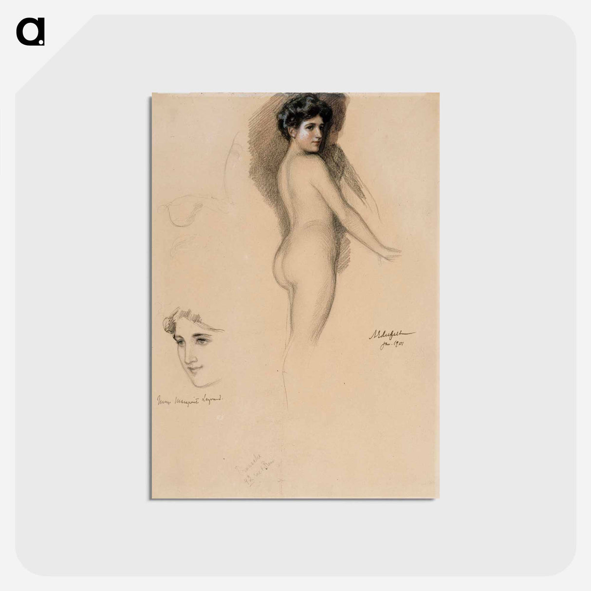 Mme marguerite legrand, polvikuva ja kasvot - アルバート エーデルフェルト Postcard.