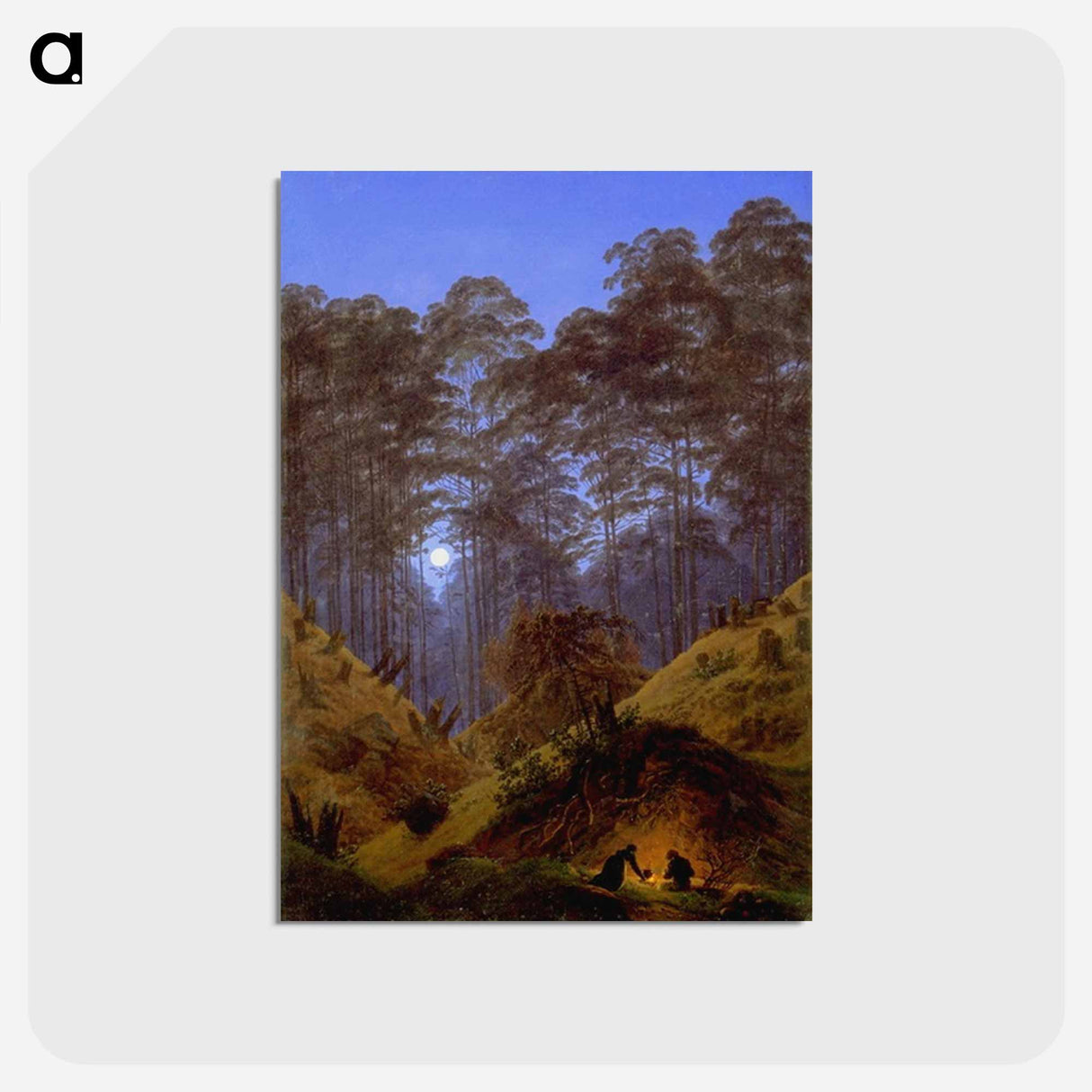 アートポストカード-Inside the Forest under the moonlight - カスパー ダーヴィト フリードリヒ Postcard.
