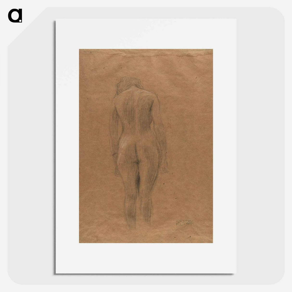 アートポスター-Standing female nude from the back - グスタフ クリムト Poster.