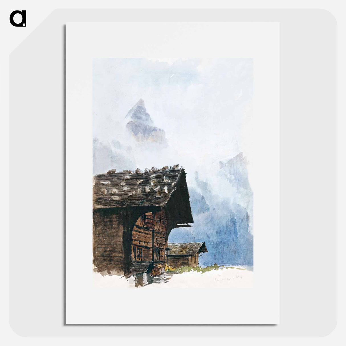 アートポスター-Chalets, Mürren from Splendid Mountain Watercolours Sketchbook by John Singer Sargent - ジョン シンガー サージェント Poster.