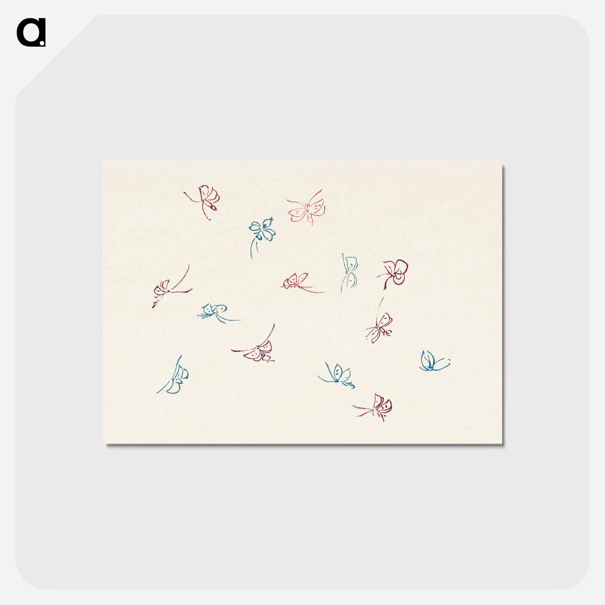 アートポストカード-Vintage butterfly - 神坂 雪佳 Postcard.
