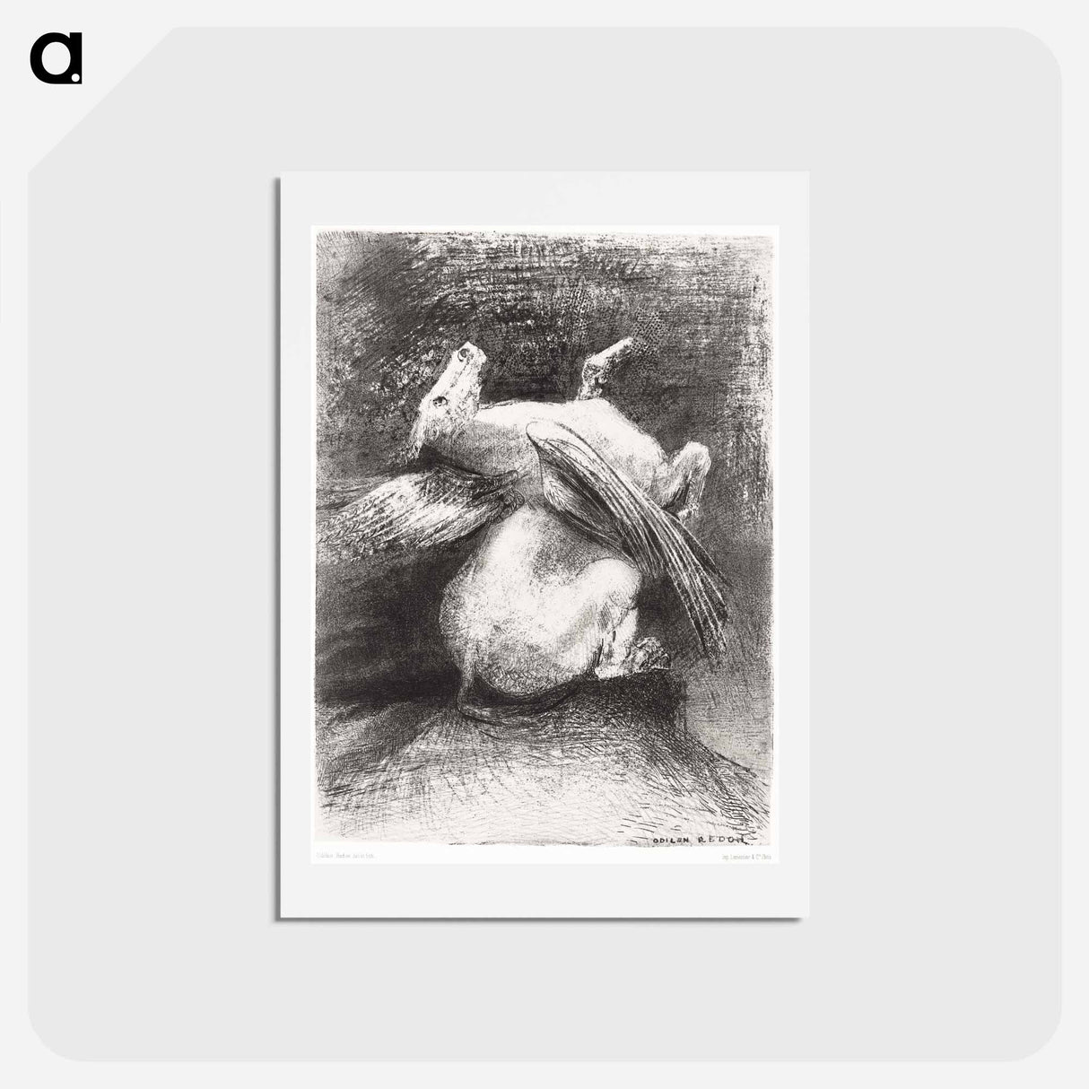 アートポストカード-The Impotent Wing Did Not Lift the Animal Into That Black Space - オディロン ルドン Postcard.