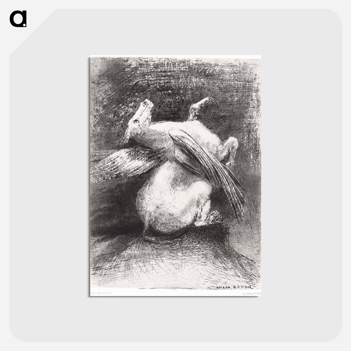アートポストカード-The Impotent Wing Did Not Lift the Animal Into That Black Space - オディロン ルドン Postcard.