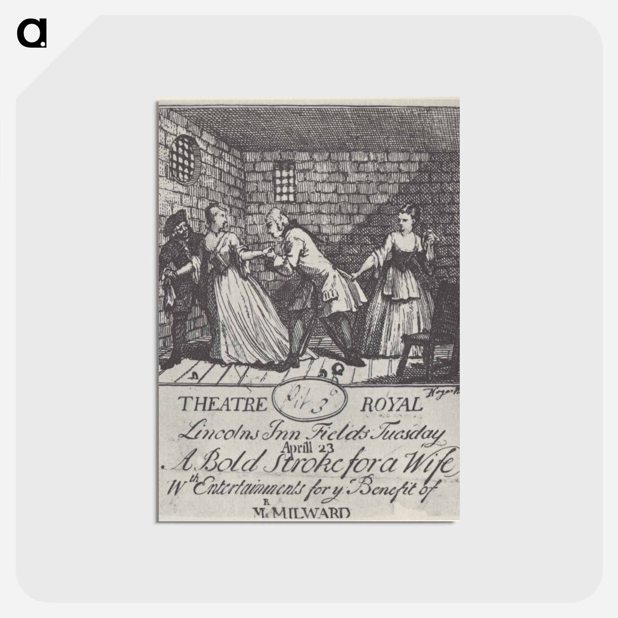アートポストカード-Benefit ticket (Mr Milward)' A Bold Stroke for a Wife - ウィリアム ホガース Postcard.