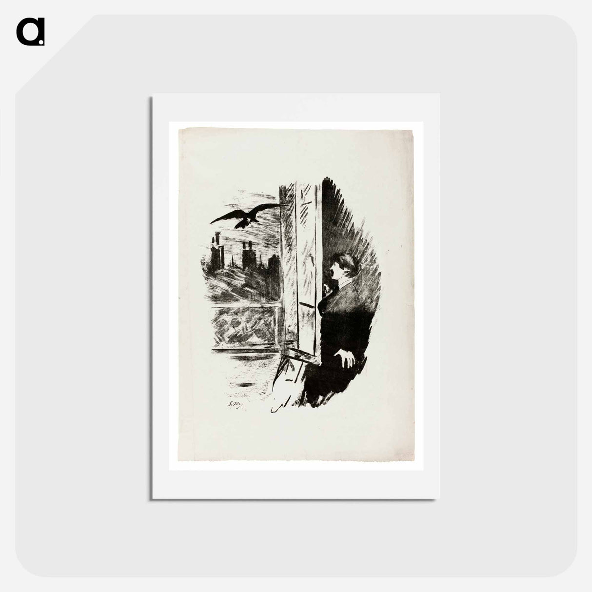 アートポストカード-At the window - エドゥアール マネ Postcard.