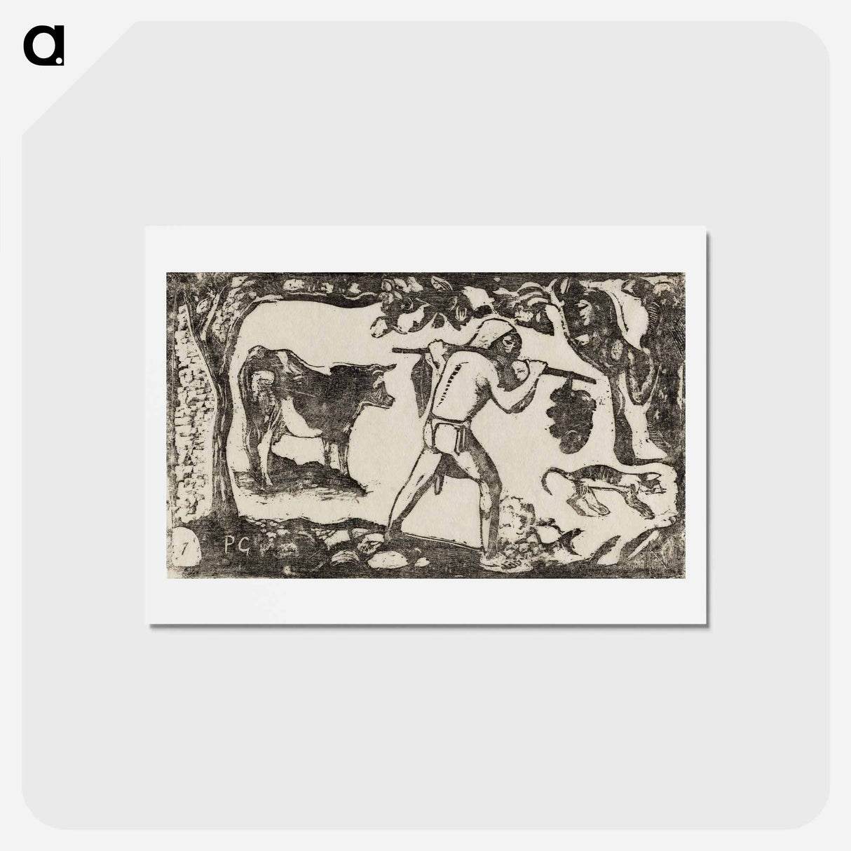 アートポストカード-Tahitian Carrying Bananas - ポール ゴーギャン Postcard.
