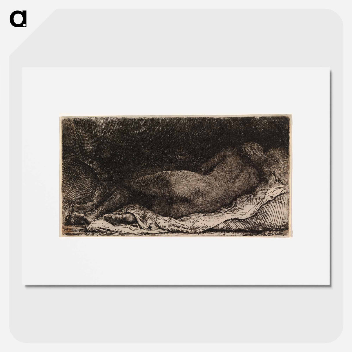 Makaava alaston musta nainen - レンブラント ファン レイン Poster.