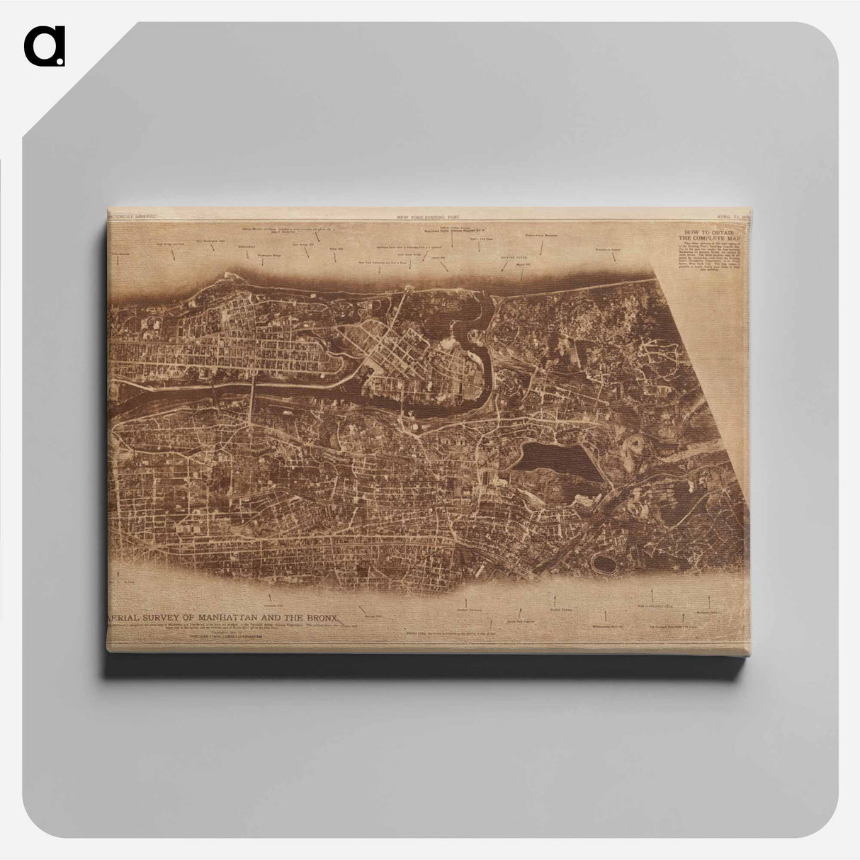 New York City - アンティーク地図 Canvas.