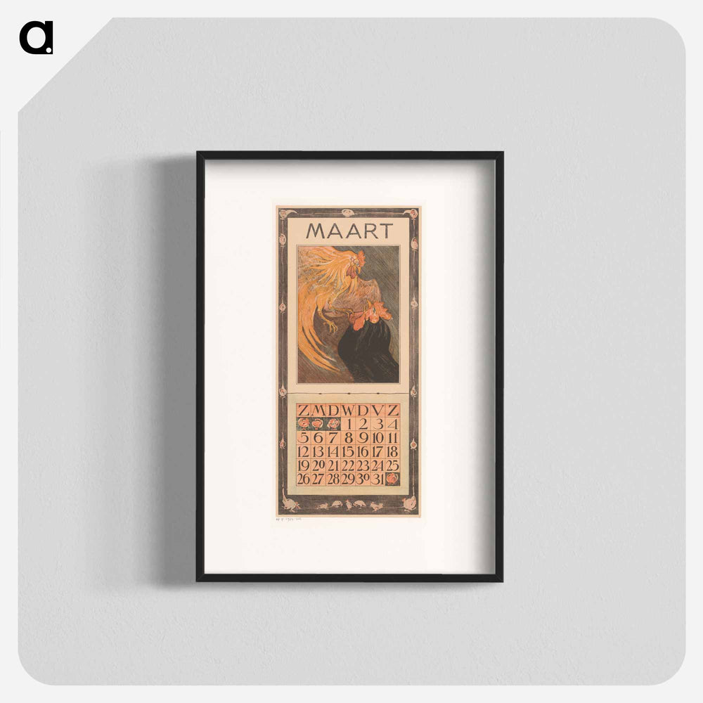 Calendar with flowers - Theo van Hoytema Poster.