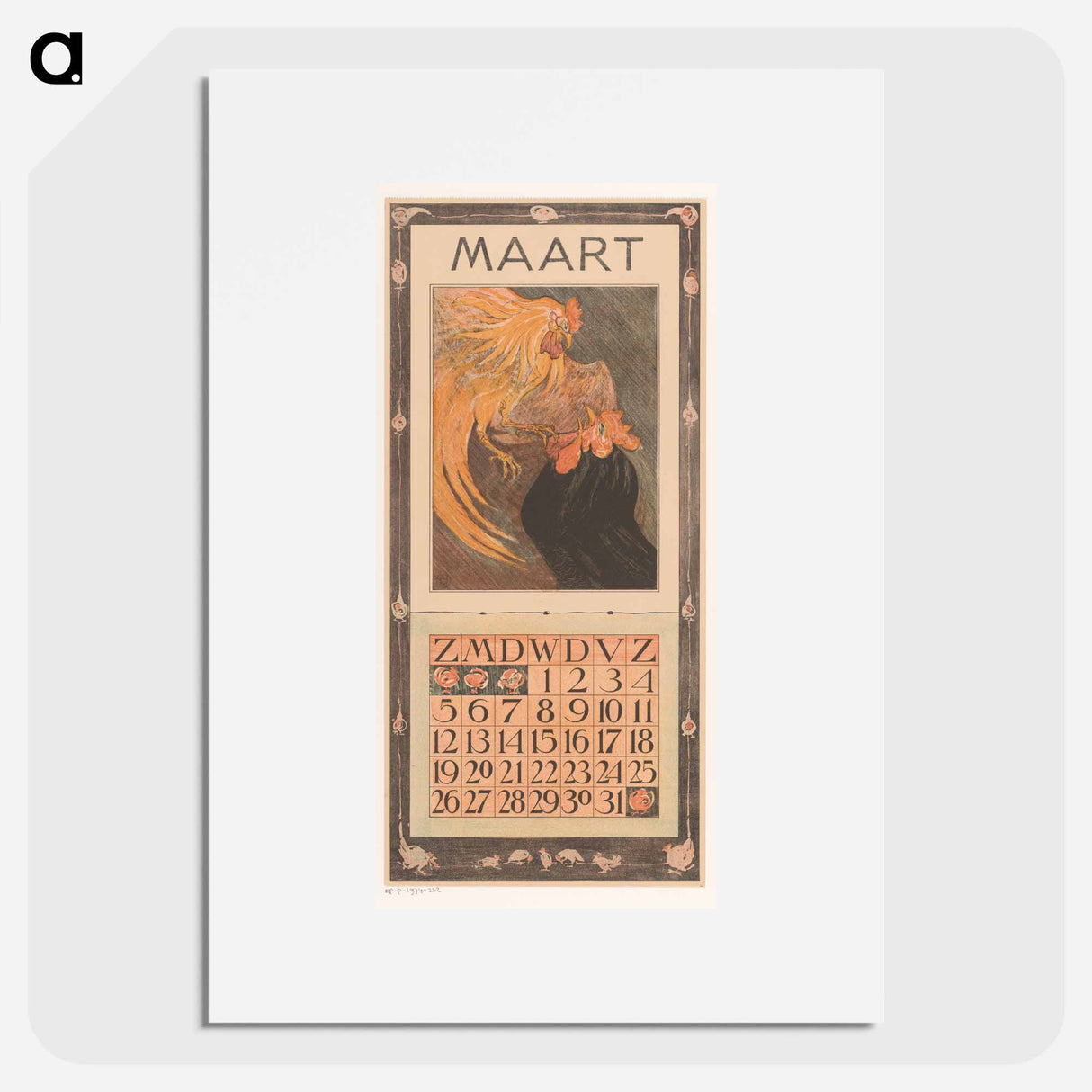 Calendar with flowers - Theo van Hoytema Poster.