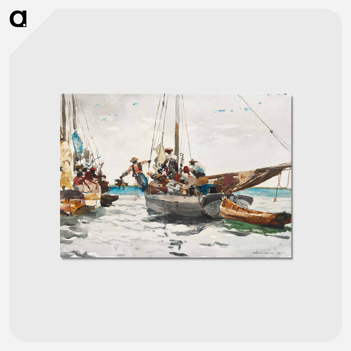 アートポストカード-Market Scene, Nassau - ウィンスロー ホーマー Postcard.