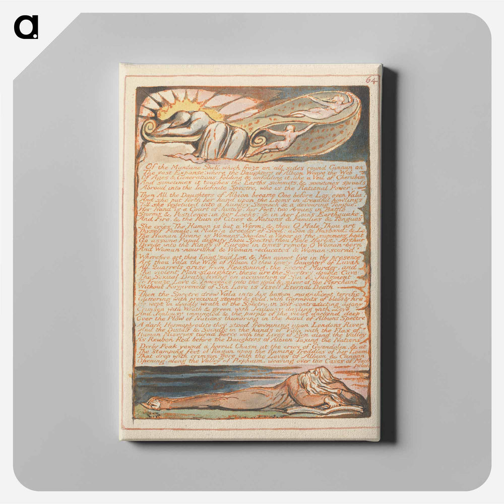 Jerusalem, Plate 64, "Of the Mundane Shell" - William Blake Canvas.
