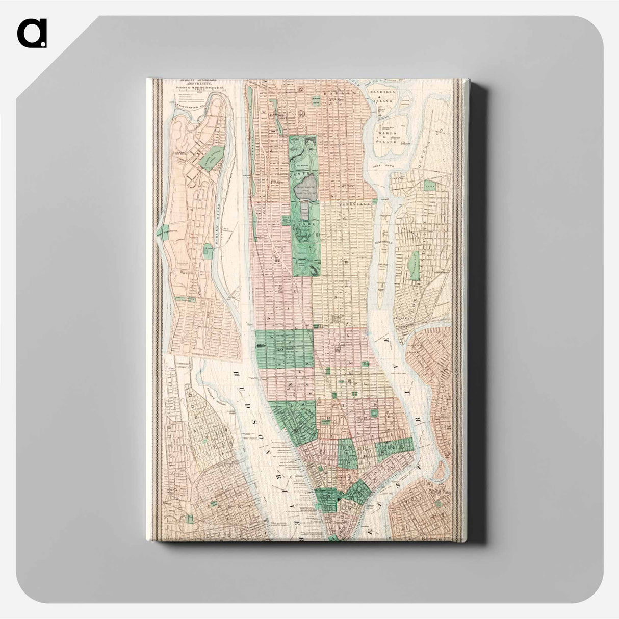 Map of New York and vicinity - アンティーク地図 Canvas.