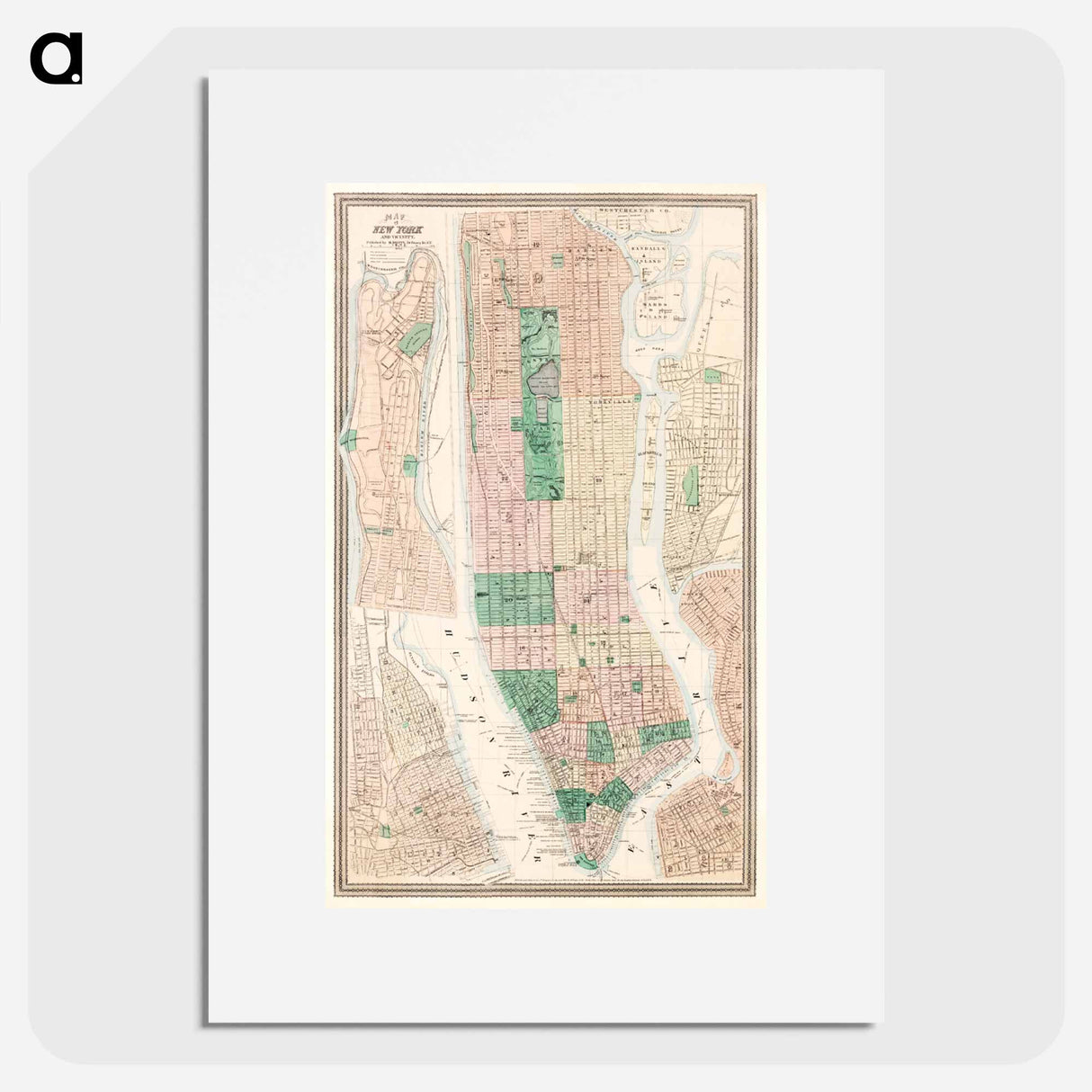 Map of New York and vicinity - アンティーク地図 Poster.