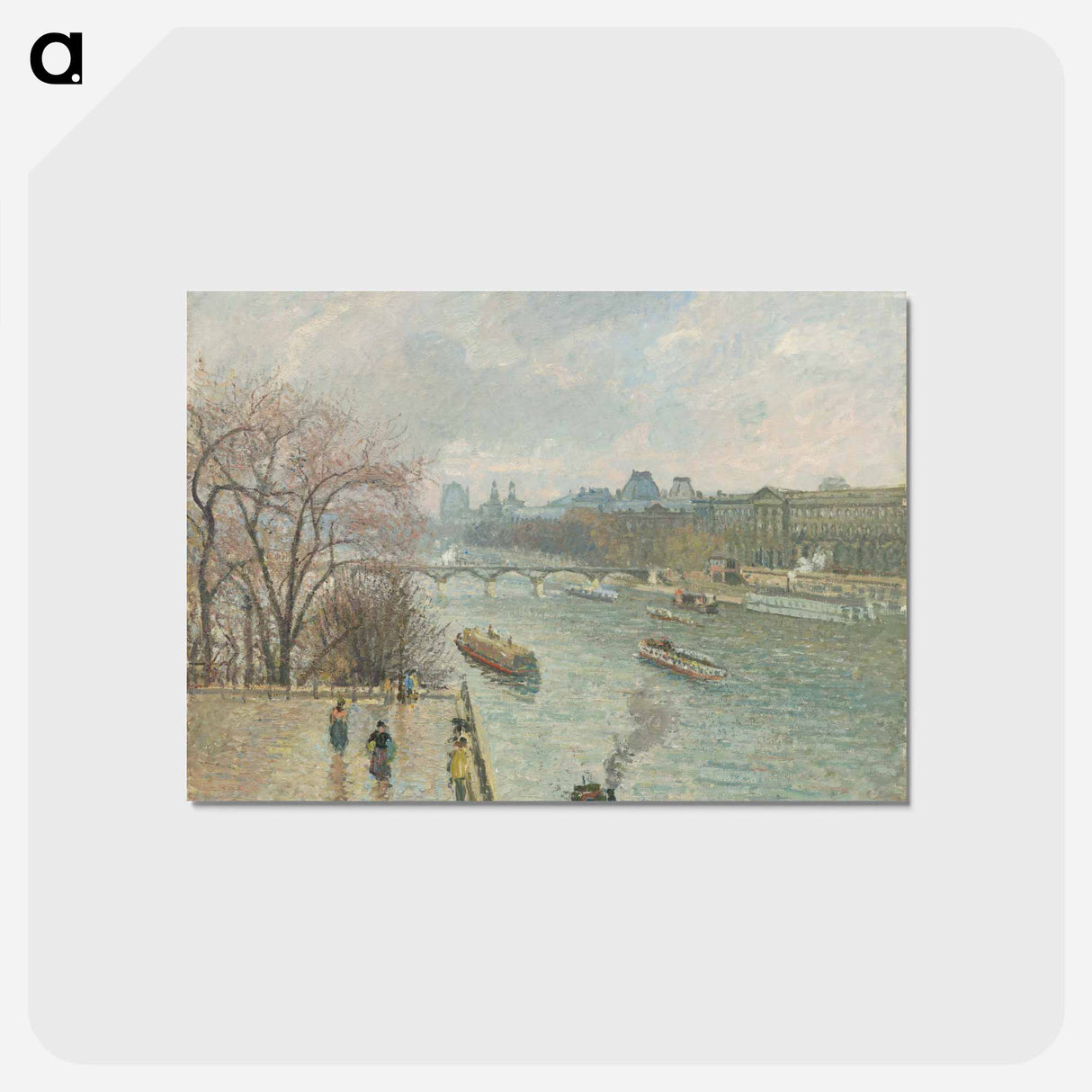 アートポストカード-The Louvre, Afternoon, Rainy Weather - カミーユ ピサロ Postcard.