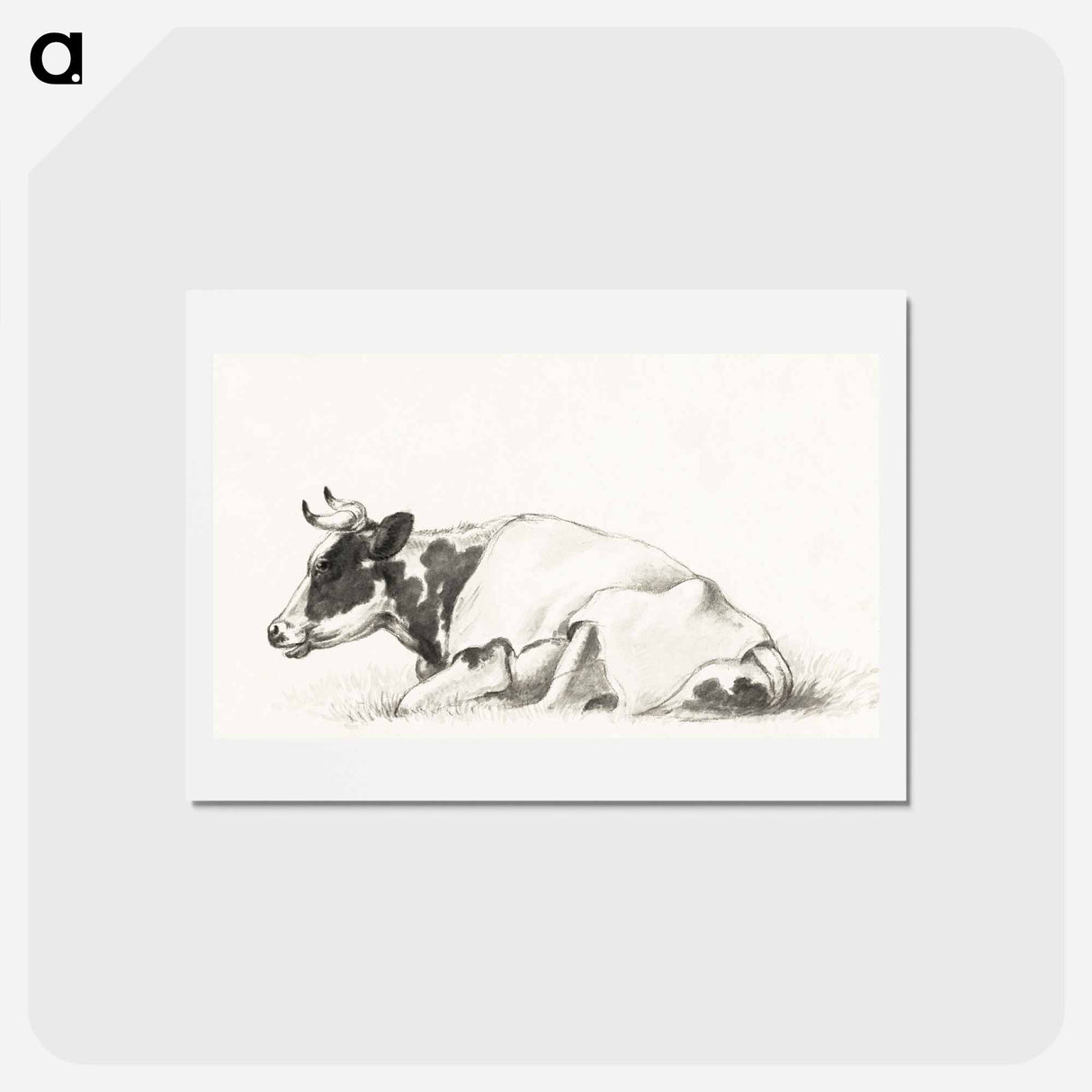 アートポストカード-Lying cow - ジャン ベルナール Postcard.