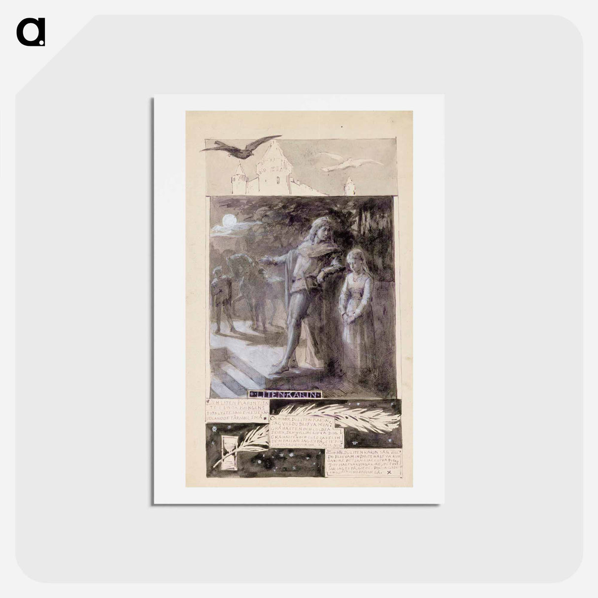Illustration of the little karin - アルバート エーデルフェルト Postcard.