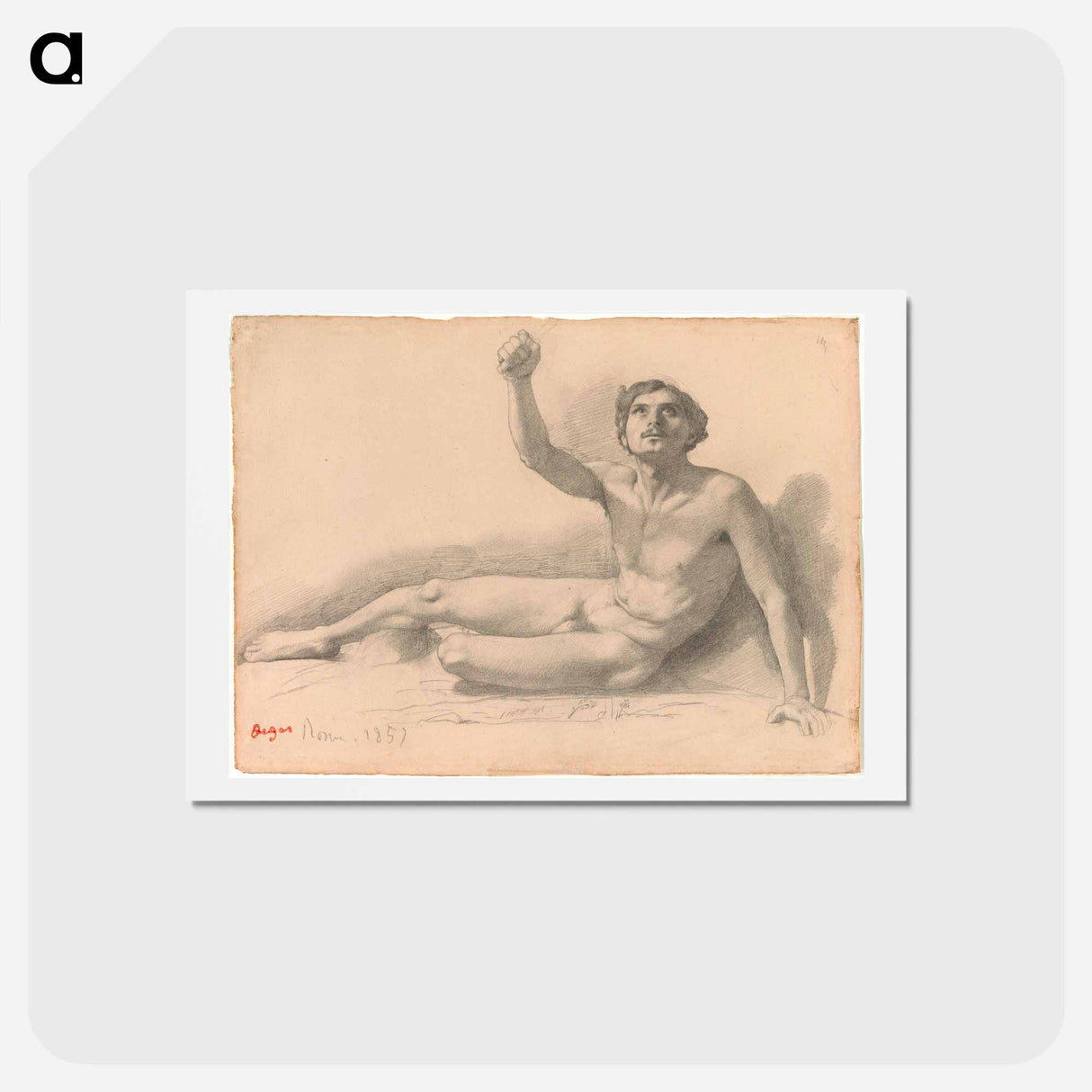 アートポストカード-Study of a Male Nude - エドガー ドガ Postcard.