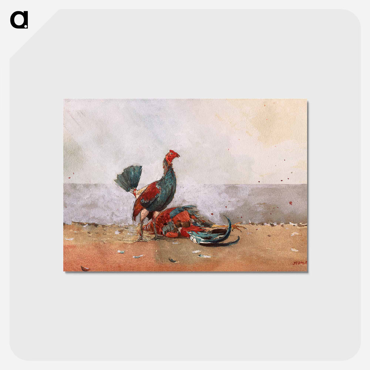 アートポストカード-The Cock Fight - ウィンスロー ホーマー Postcard.